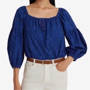 Ralph Lauren Royal Blue Blouse with Embroidery